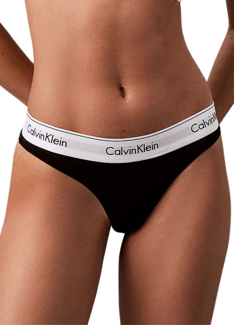 Calvin Klein string icon cotton modal black dames 0000F3786E-001 Calvin Klein string icon cotton modal black femmes