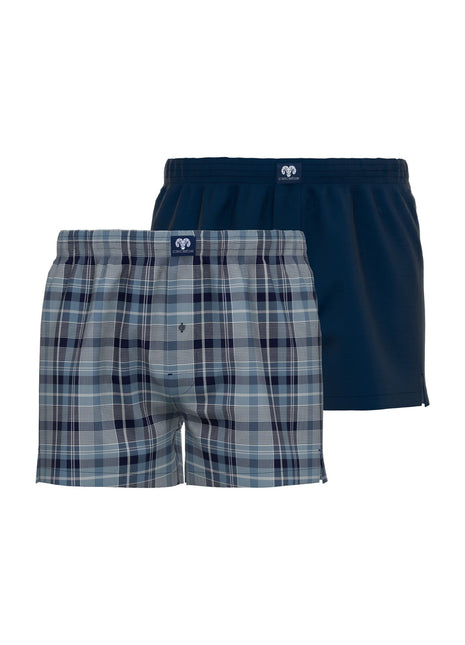 Ceceba wijde boxershort 2 pack canadian woven boxer shorts blue heren 10199-5109-624 Ceceba caleçon lot de 2 canadian woven boxer shorts blue hommes