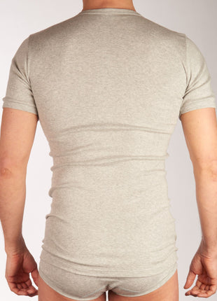 Dulcia t-shirt ronde hals 6 pack basic cotton 1-1 rib grey heren 695-8167-grey-x6 Dulcia t-shirt col rond lot de 6 basic cotton 1-1 rib grey hommes