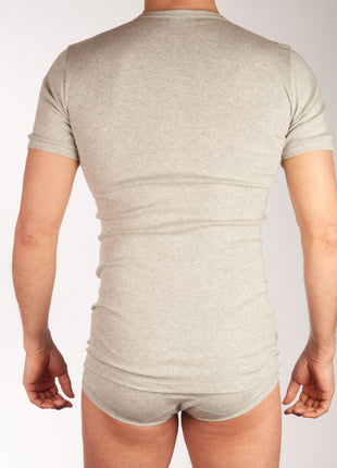 Dulcia t-shirt ronde hals basic cotton 1-1 rib grey heren 695-8167-grey Dulcia t-shirt col rond basic cotton 1-1 rib grey hommes
