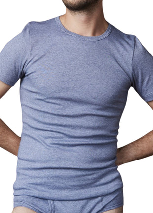 Dulcia t-shirt ronde hals basic cotton 1-1 rib jeans heren 618-8137-jeans Dulcia t-shirt col rond basic cotton 1-1 rib jeans hommes
