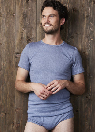 Dulcia t-shirt ronde hals basic cotton 1-1 rib jeans heren 618-8137-jeans Dulcia t-shirt col rond basic cotton 1-1 rib jeans hommes