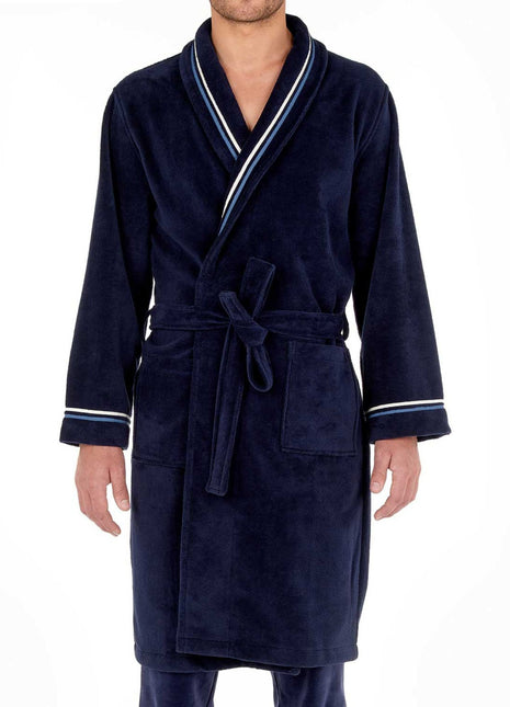 Hom badjas transat bathrobe navy heren 402443-00RA Hom peignoir transat bathrobe navy hommes