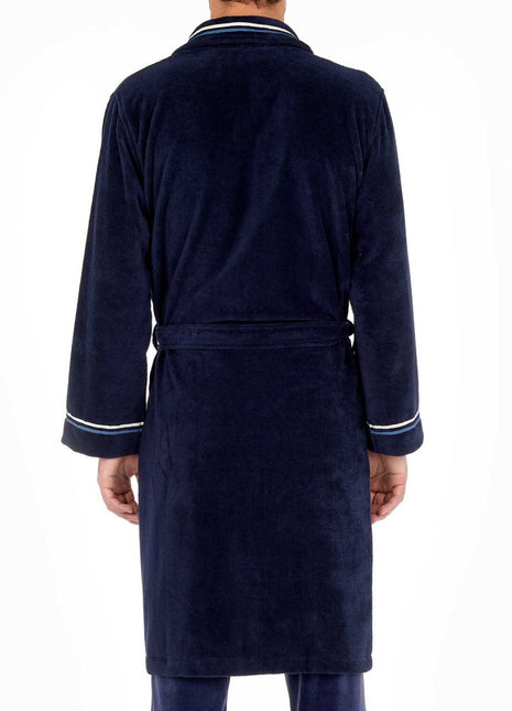 Hom badjas transat bathrobe navy heren 402443-00RA Hom peignoir transat bathrobe navy hommes
