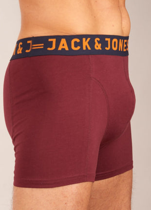 Jack & Jones short 3 pack jaclichfield trunks burgundy heren 12113943-2345331 Jack & Jones boxer lot de 3 jaclichfield trunks burgundy hommes
