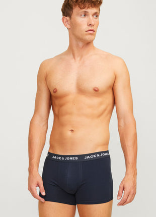 Jack & Jones short 7 pack jacbasic trunks light grey melange / navy blazer / black heren 12165587-4609827 Jack & Jones boxer lot de 7 jacbasic trunks light grey melange / navy blazer / black hommes
