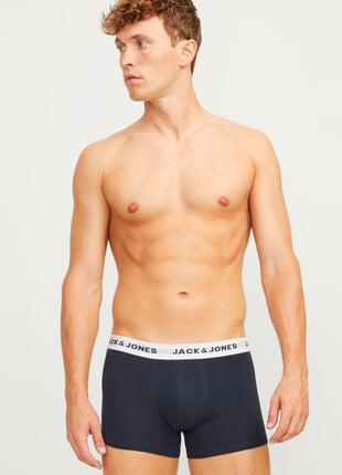 Jack & Jones short 7 pack jacbasic trunks light grey melange / navy blazer / black heren 12165587-4609827 Jack & Jones boxer lot de 7 jacbasic trunks light grey melange / navy blazer / black hommes