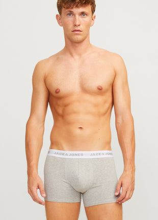 Jack & Jones short 7 pack jacbasic trunks light grey melange / navy blazer / black heren 12165587-4609827 Jack & Jones boxer lot de 7 jacbasic trunks light grey melange / navy blazer / black hommes
