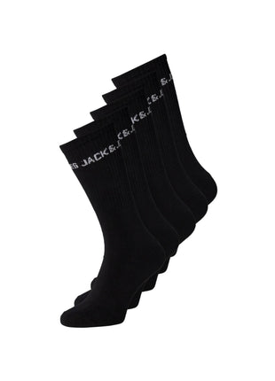 Jack & Jones sokken 5 paar jacbasic logo tennis sock black heren 12179475-3453662 Jack & Jones chaussettes 5 paires jacbasic logo tennis sock black hommes
