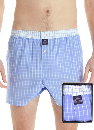 McAlson wijde boxershort checkered baby blue heren M0222 McAlson caleçon checkered baby blue hommes
