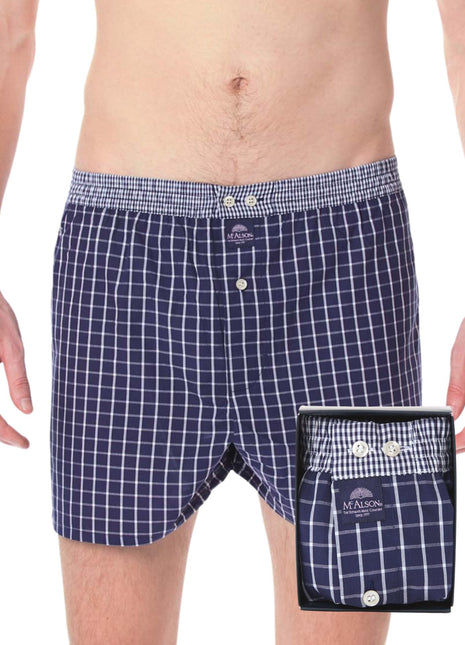McAlson wijde boxershort checkered navy blue heren M0220 McAlson caleçon checkered navy blue hommes
