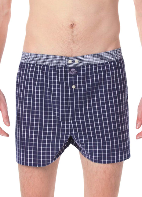 McAlson wijde boxershort checkered navy blue heren M0220 McAlson caleçon checkered navy blue hommes
