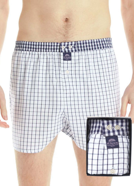 McAlson wijde boxershort checkered white heren M0224 McAlson caleçon checkered white hommes
