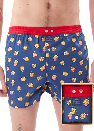 McAlson wijde boxershort christmas smiley navy heren M4687 McAlson caleçon christmas smiley navy hommes
