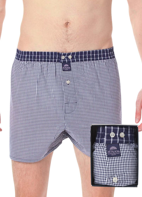 McAlson wijde boxershort gingham navy blue heren M0221 McAlson caleçon gingham navy blue hommes
