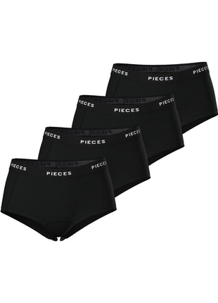 Pieces short 4 pack pclogo lady boxer black dames 17106857-3423812 Pieces shorty 4 pack pclogo lady boxer black femmes