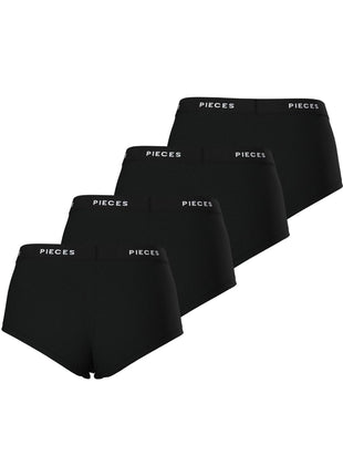 Pieces short 4 pack pclogo lady boxer black dames 17106857-3423812 Pieces shorty 4 pack pclogo lady boxer black femmes