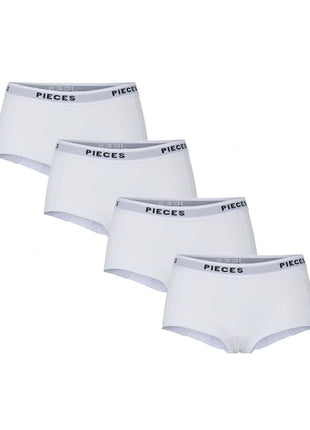 Pieces short 4 pack pclogo lady boxer bright white dames 17106857-3423813 Pieces shorty 4 pack pclogo lady boxer bright white femmes