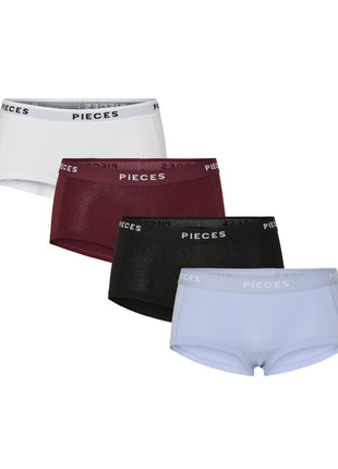 Pieces short 4 pack pclogo lady boxer tawny port dames 17106857-4868372 Pieces shorty 4 pack pclogo lady boxer tawny port femmes