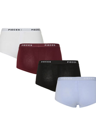Pieces short 4 pack pclogo lady boxer tawny port dames 17106857-4868372 Pieces shorty 4 pack pclogo lady boxer tawny port femmes