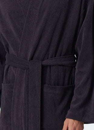 Schiesser badjas feather terry bathrobe anthracite heren 128546-815 Schiesser peignoir feather terry bathrobe anthracite hommes