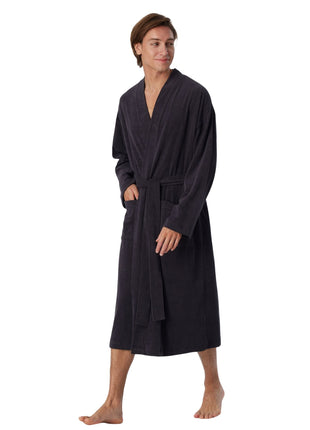 Schiesser badjas feather terry bathrobe anthracite heren 128546-815 Schiesser peignoir feather terry bathrobe anthracite hommes