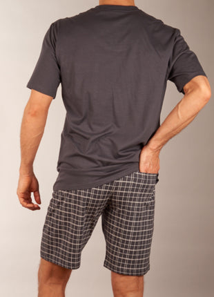 Schiesser pyjama korte broek ebony anthracite heren 159636-203 Schiesser pyjama pantalon court ebony anthracite hommes
