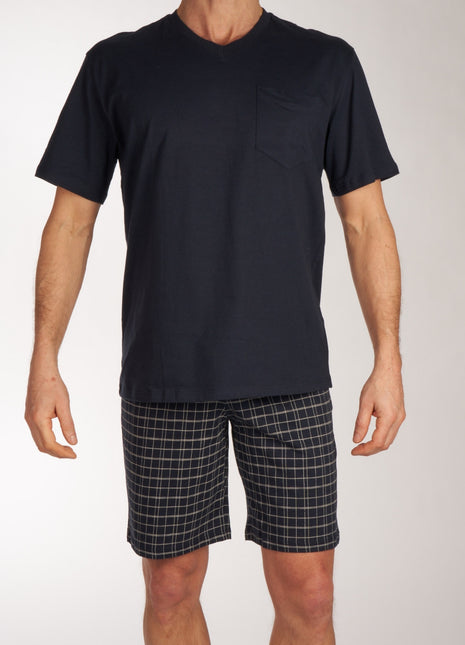 Schiesser pyjama korte broek ebony blue heren 159636-800 Schiesser pyjama pantalon court ebony blue hommes
