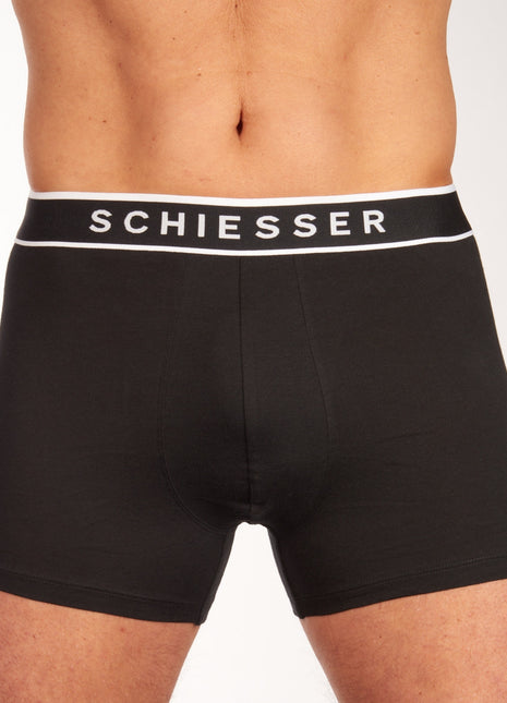 Schiesser short 3 pack 95/5 organic cotton boxer briefs black heren 173983-000 Schiesser boxer lot de 3 95/5 organic cotton boxer briefs black hommes
