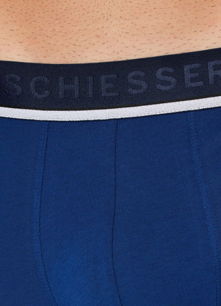 Schiesser short 3 pack 95/5 organic cotton boxer briefs blue / dark blue / black heren 173986-908 Schiesser boxer lot de 3 95/5 organic cotton boxer briefs blue / dark blue / black hommes