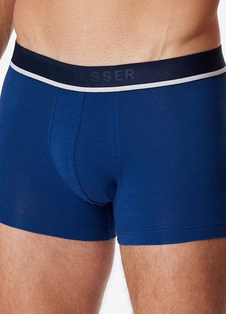 Schiesser short 3 pack 95/5 organic cotton boxer briefs blue / dark blue / black heren 173986-908 Schiesser boxer lot de 3 95/5 organic cotton boxer briefs blue / dark blue / black hommes