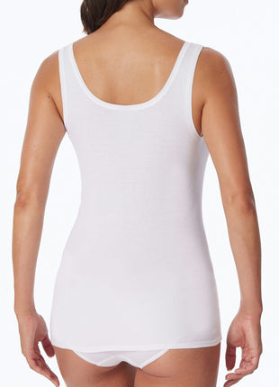 Schiesser topje 2 pack cotton essentials tank tops with embroidery white dames 144359-100 Schiesser caracos lot de 2 cotton essentials tank tops with embroidery white femmes