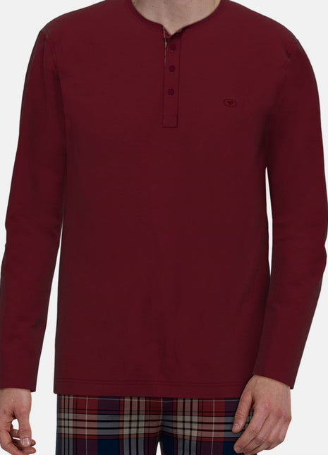 Tom Tailor pyjama lange broek rhodos red heren 71476-6542-424 Tom Tailor pyjama pantalon long rhodos red hommes