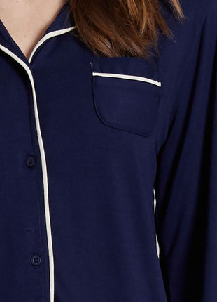 Tom Tailor pyjama lange broek sofia dark blue dames 60192-6085-630 Tom Tailor pyjama pantalon long sofia dark blue femmes