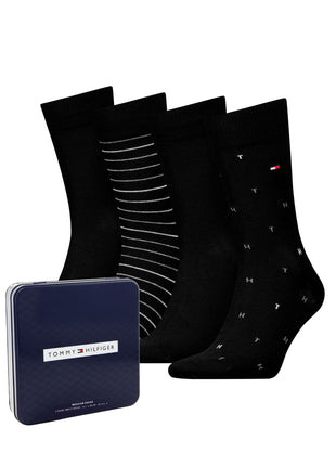 Tommy Hilfiger sokken 4 paar tin giftbox sock black heren 701235375-002 Tommy Hilfiger chaussettes 4 paires tin giftbox sock black hommes