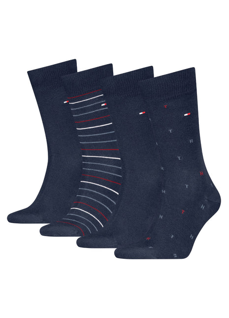 Tommy Hilfiger sokken 4 paar tin giftbox sock navy heren 701235375-001 Tommy Hilfiger chaussettes 4 paires tin giftbox sock navy hommes