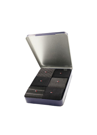 Tommy Hilfiger sokken 6 paar tin giftbox birdey sock black heren 701235373-002 Tommy Hilfiger chaussettes 6 paires tin giftbox birdey sock black hommes