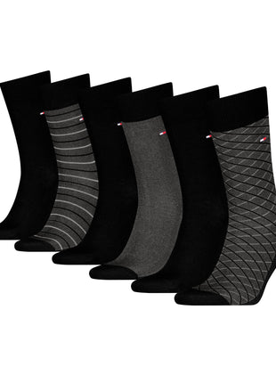 Tommy Hilfiger sokken 6 paar tin giftbox birdey sock black heren 701235373-002 Tommy Hilfiger chaussettes 6 paires tin giftbox birdey sock black hommes