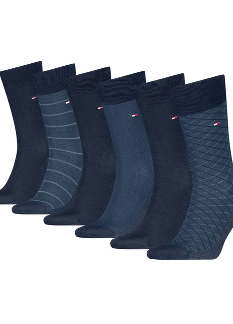 Tommy Hilfiger sokken 6 paar tin giftbox birdey sock navy heren 701235373-001 Tommy Hilfiger chaussettes 6 paires tin gigfbox birdey sock navy hommes